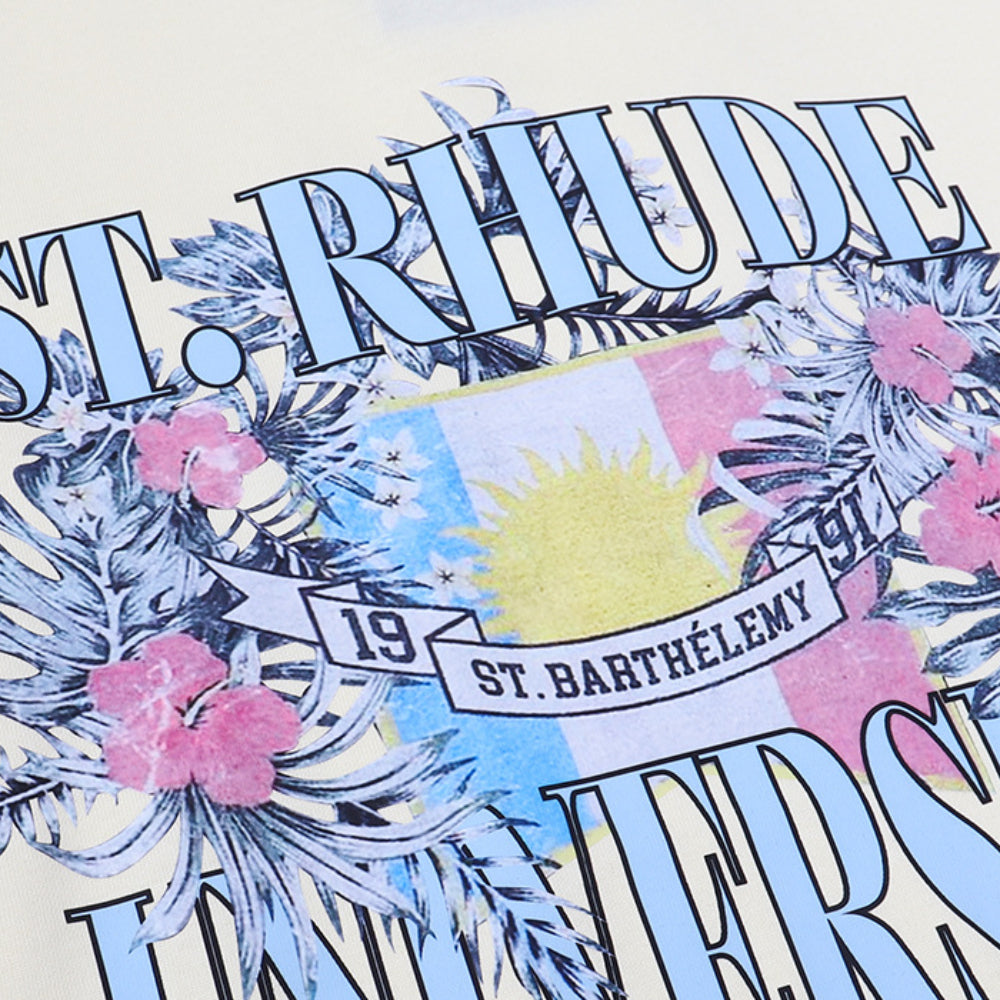 Rhude T Shirt Flag Floral Print Short Sleeve T-Shirt