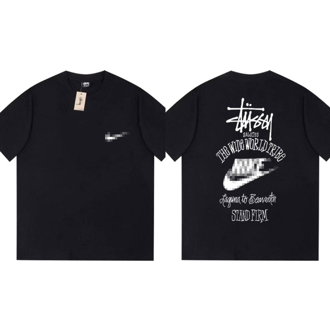 Stussy The Wide World Tribe T Shirt Loose Casual T-Shirts Same for Men and Women