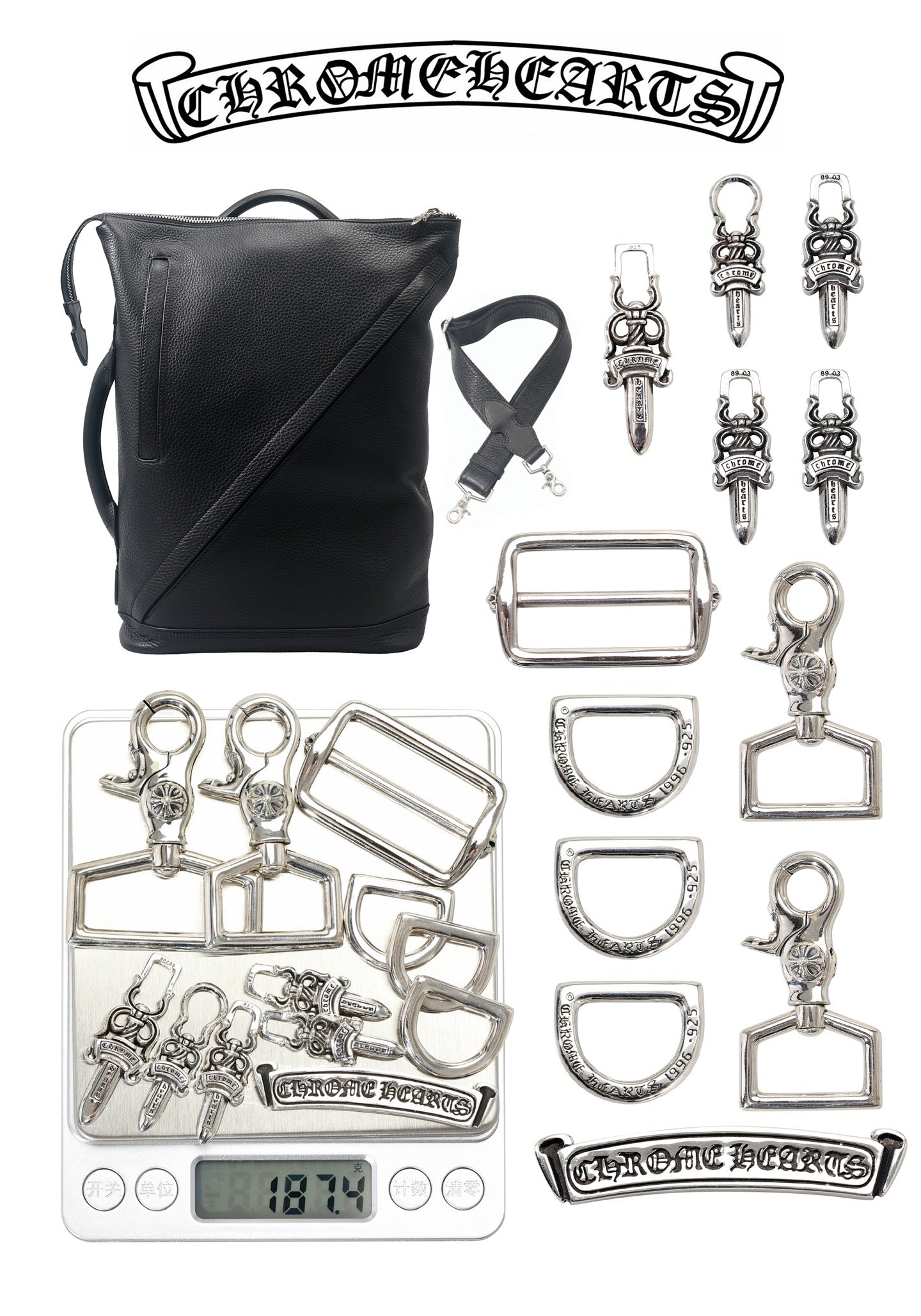 ＣＨＲＭ ＨＲＴＳ LEATHER DOUBLE SIDED SLING BACKPACK BLACK