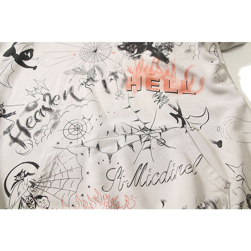 Kanye West Sunday Service Hoodie Graffiti Angel Vintage Make Old Ripped Terry Hoodie