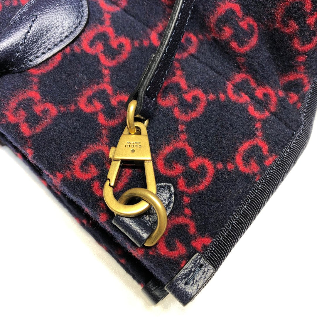ＧＣＣＩ GG WOOL BLUE/RED TOTE BAG