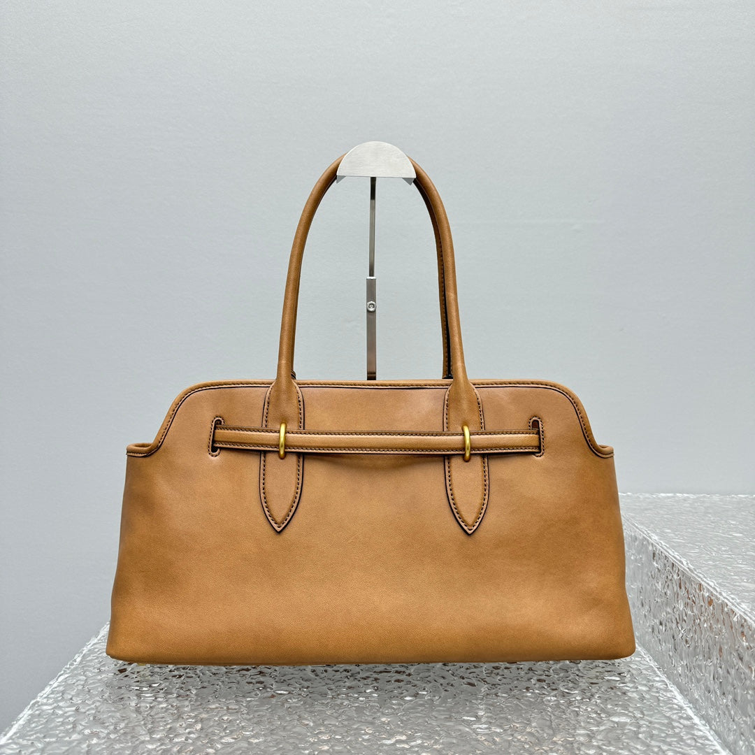 ＭＩ ＭＵ AVENTURE LEATHER TOTE BAG BRONZE