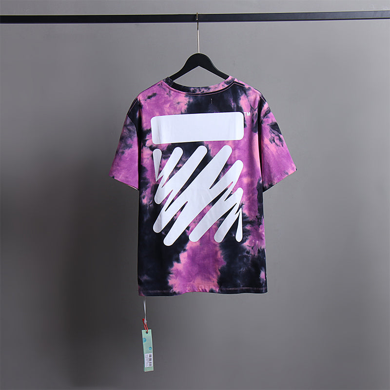 Off White T Shirts Tie-Dye Process Loose Men'S And Women'S Same Style Pure Cotton Short Sleeves