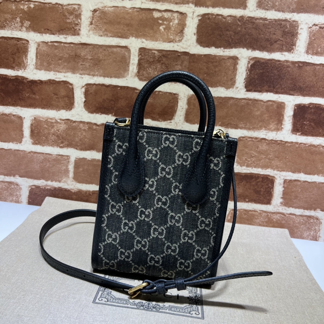 ＧＣＣＩDENIM GG MONOGRAM TOTE BAG BLACK