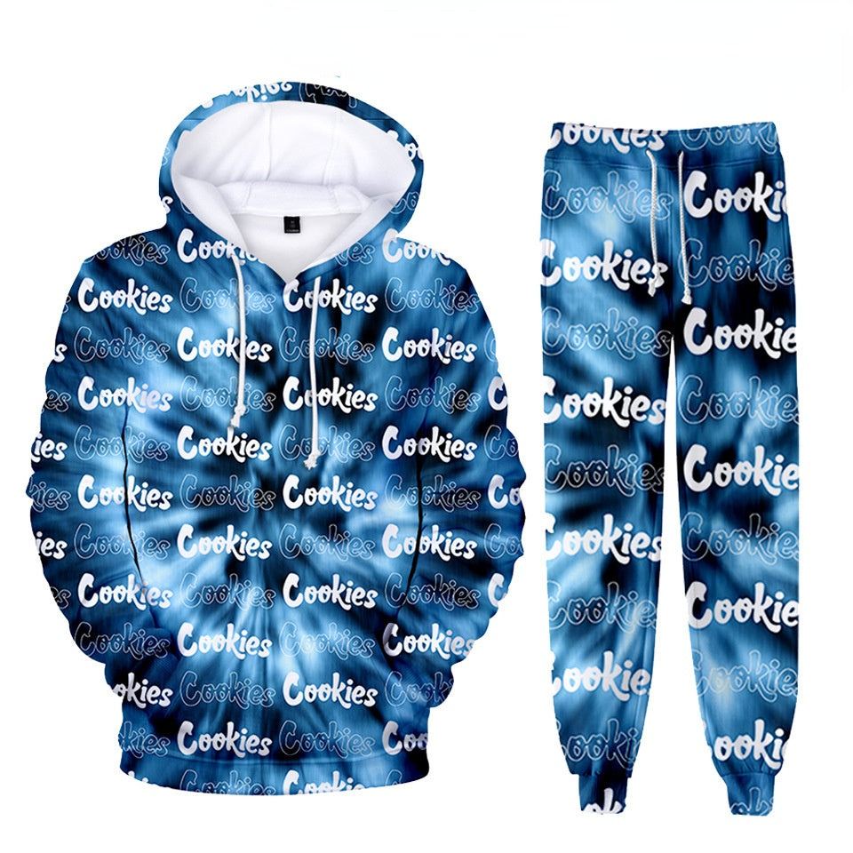Cookies Hoodie Digital Color Printing Hooded Ankle Banded Pants Set
