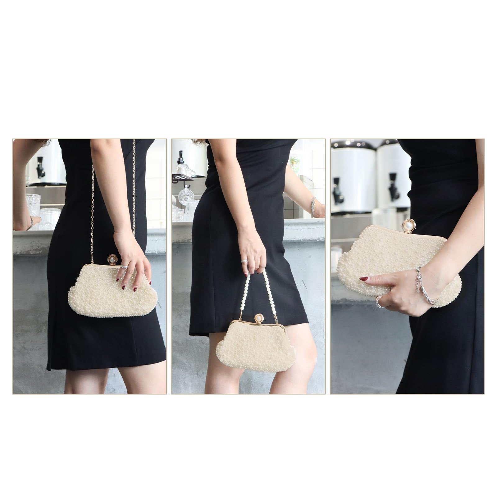 Elegant Pearl Beaded Clutch for Weddings & Events
