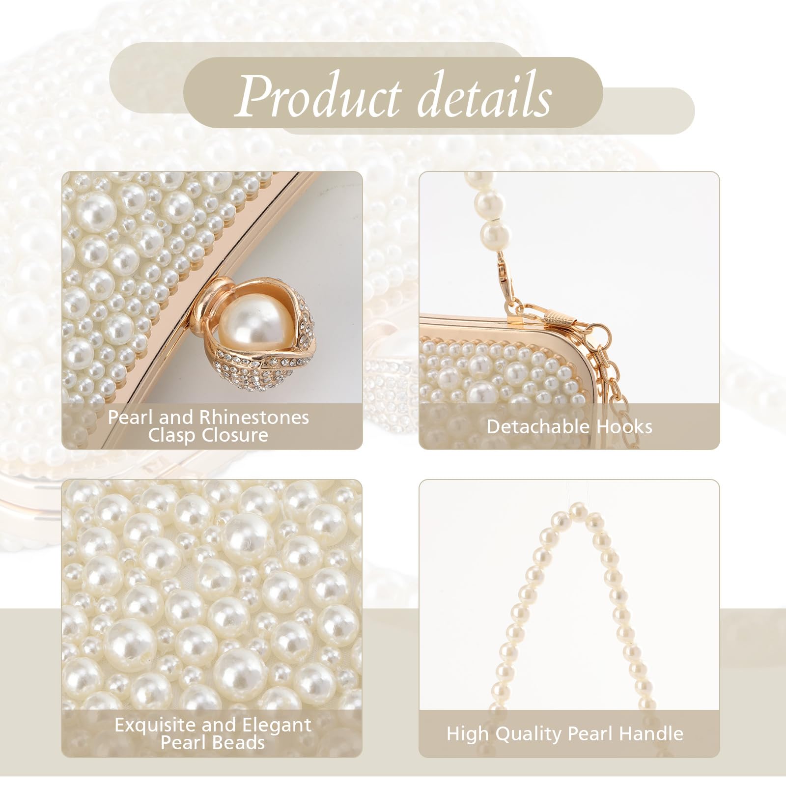 Elegant Pearl Beaded Clutch for Weddings & Events