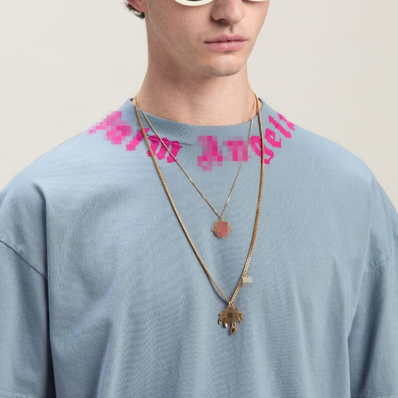 Palm Angels T Shirts Scarf Print Short Sleeve T-Shirt