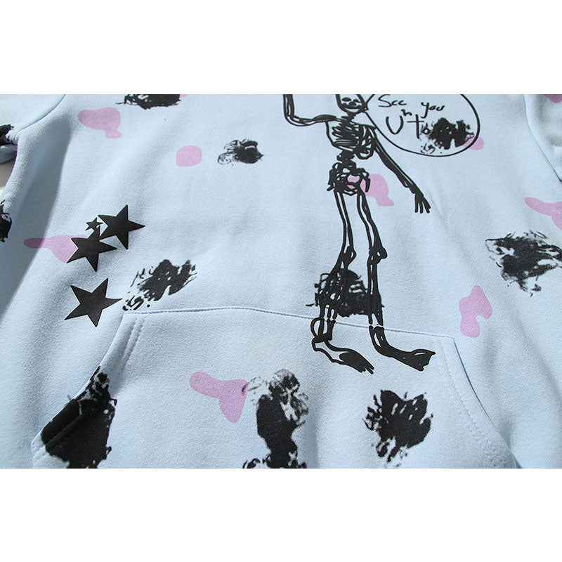 Kanye West Sunday Service Hoodie Autumn And Winter Music Festival Skull Velvet Padded Hooded Sweatshirt