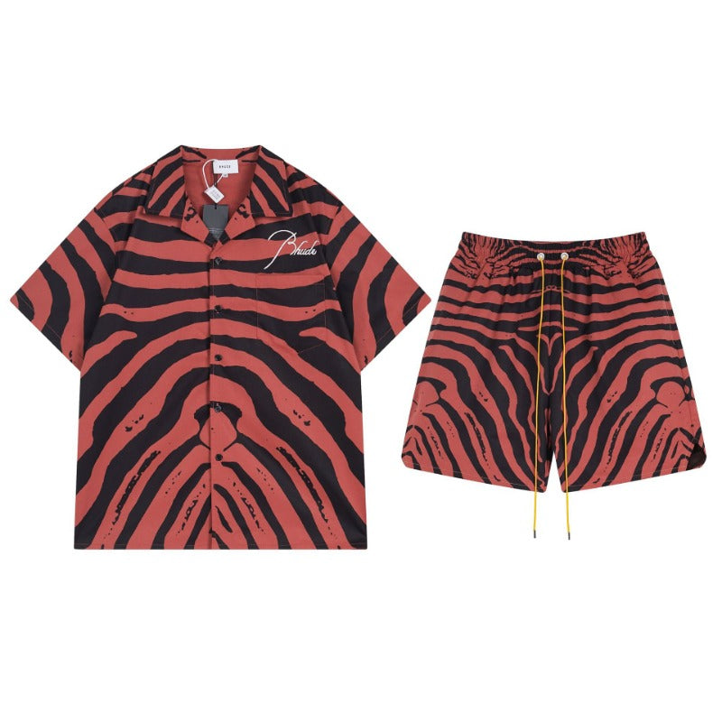 Rhude T Shirt Zebra Letter Embroidery Casual Short Sleeve Shirt, Shorts
