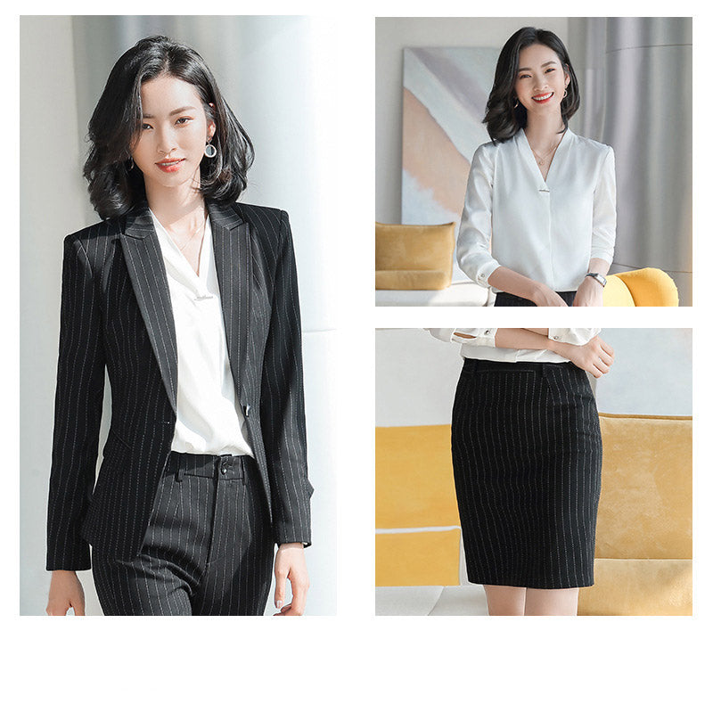 Interview Suit Women's Suit Jacket Women's Striped Casual Fashion