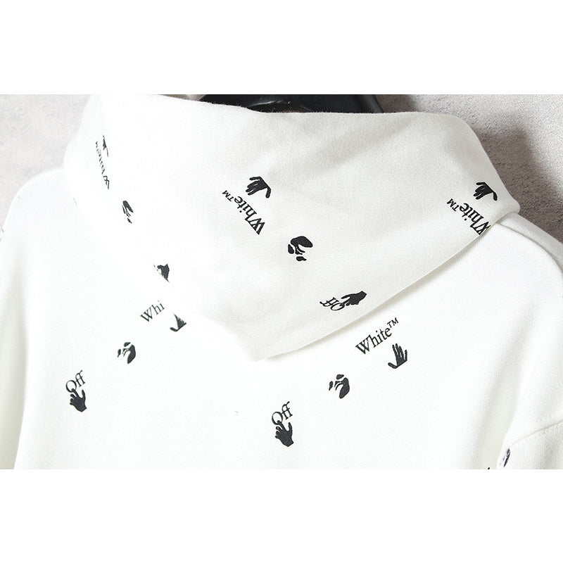 off White Hoodie Autumn and Winter Printed Hoodie Sweater Loose Men's and Women's Coat