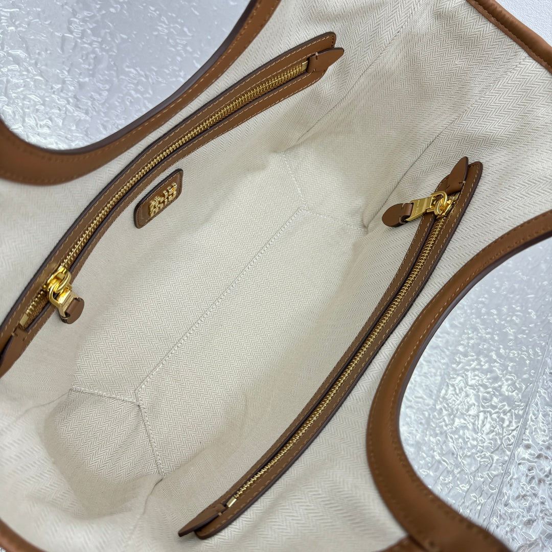 ＭＩ ＭＵ  IVY LEATHER PATCHWORK BAG COGNAC