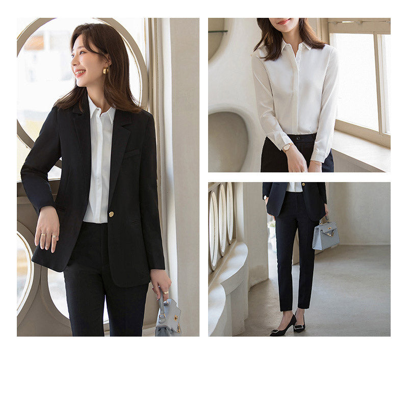 Interview Suit Women Apricot Small Suit Jacket Spring and Autumn Suit