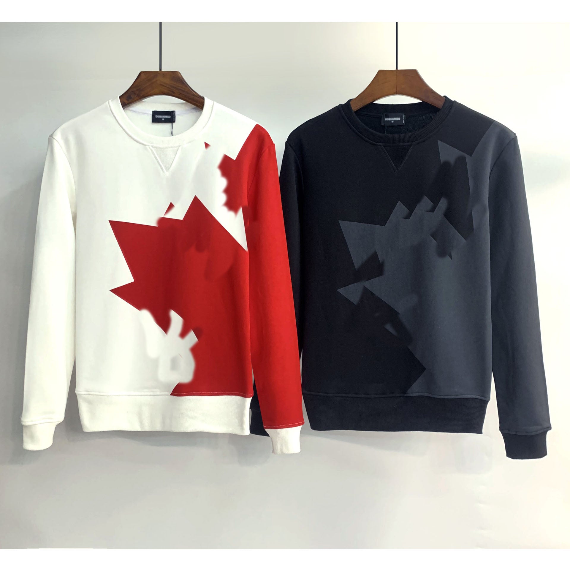 Dsq2 Hoodie DSQ Lian D2 Half Piece Red Leaf Printed Sweater Trendy Men's Autumn and Winter