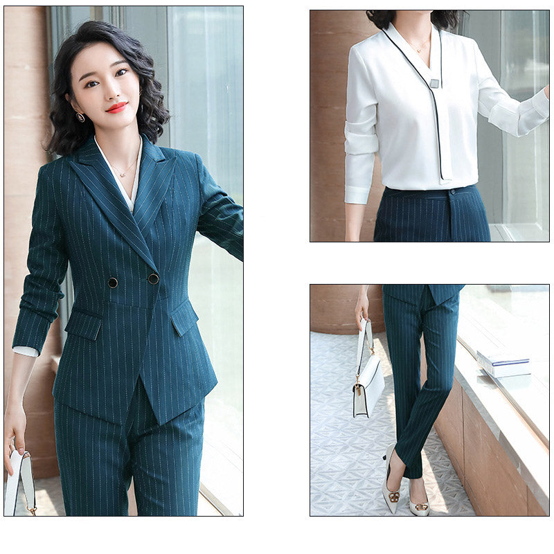 Interview Suit Women Autumn and Winter Long Sleeve Striped Suit Jacket for Women