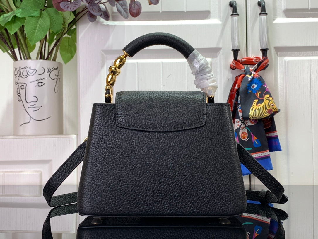 ＬＳ ＶＴＴＯＮ CAPUCINES BB MINI BLACK/UMBER/CREME