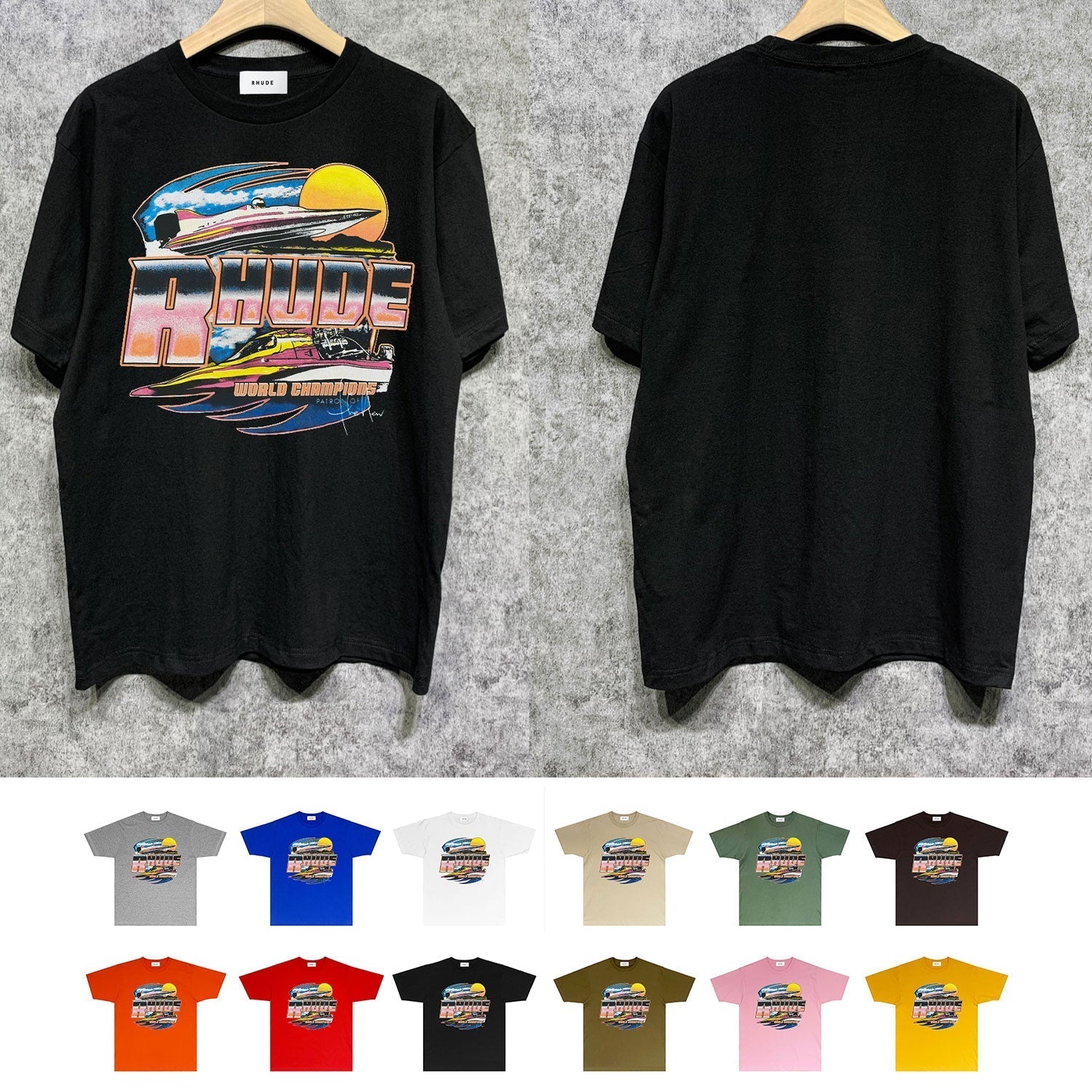 Rhude T Shirts Printed Trendy Pure Cotton