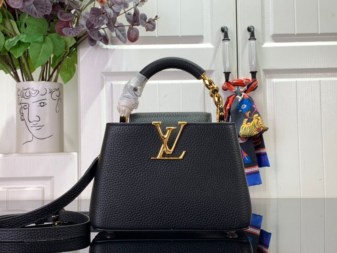 ＬＳ ＶＴＴＯＮ CAPUCINES BB MINI BLACK/UMBER/CREME