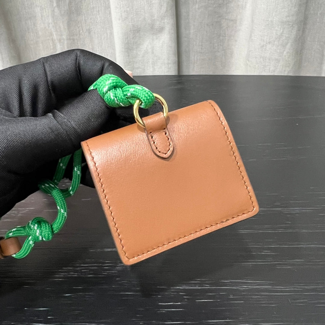 ＭＩ ＭＵ LEATHER SHOULDER WALLET ORANGE/GREEN/YELLOW