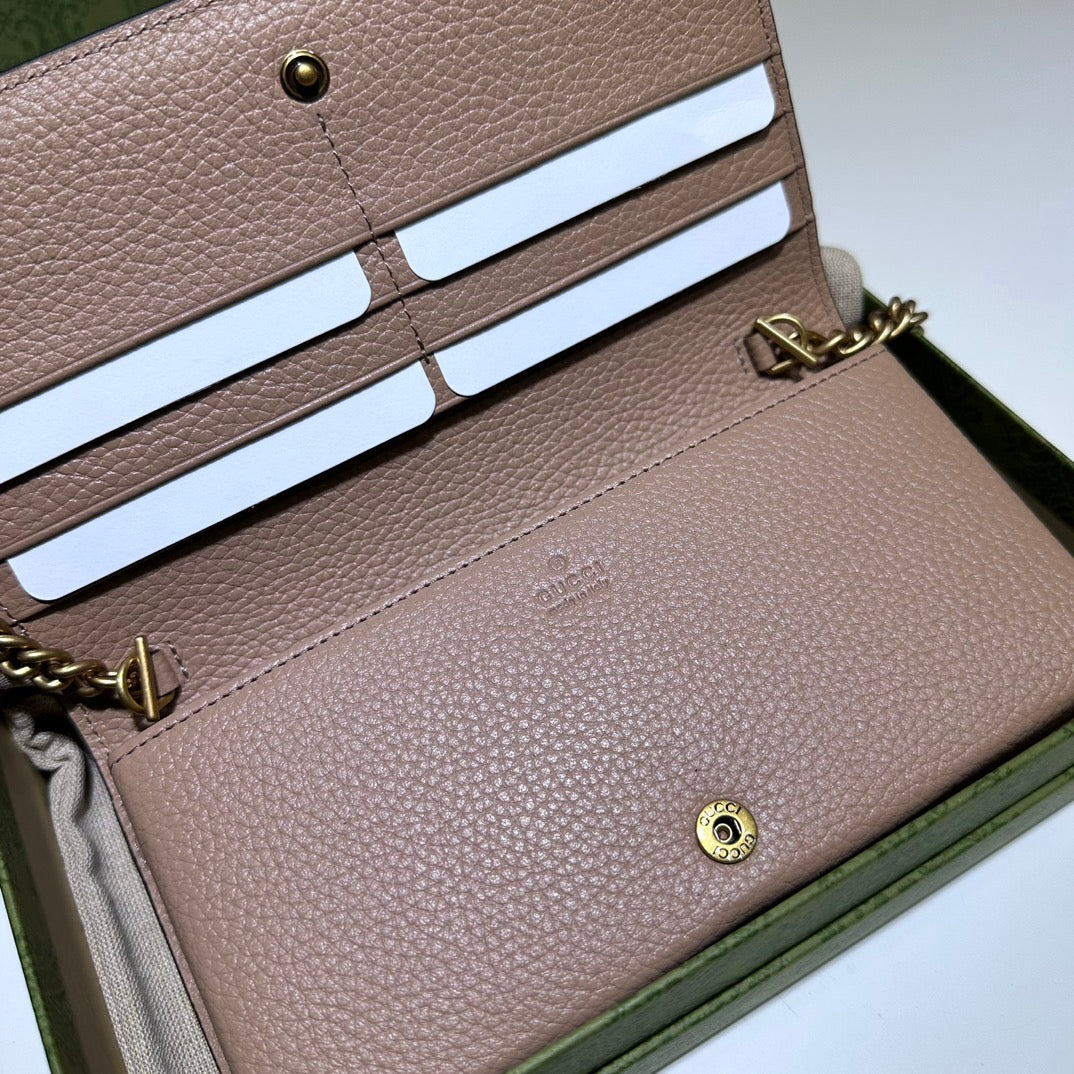 ＧＣＣＩMARMONT BLACK LEATHER WALLET ON CHAIN BROWN