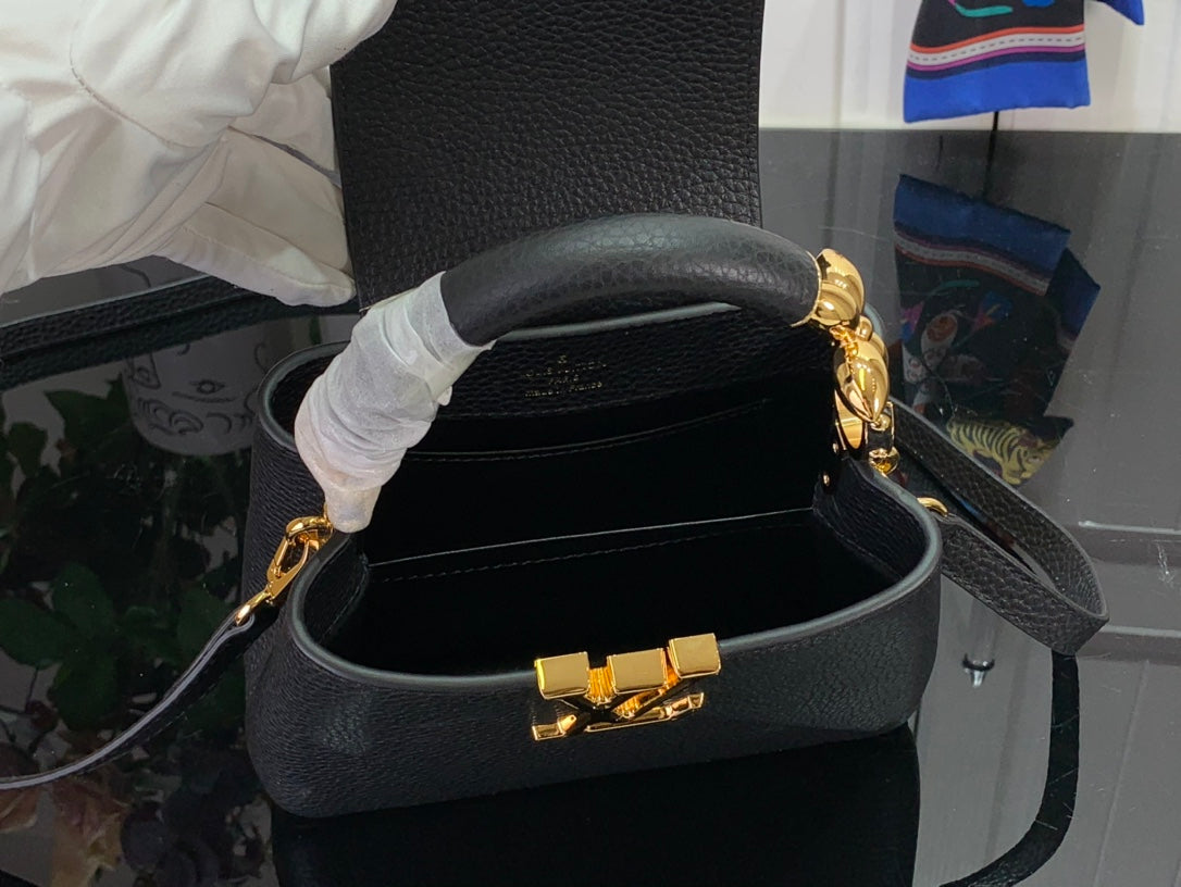 ＬＳ ＶＴＴＯＮ CAPUCINES BB MINI BLACK/UMBER/CREME