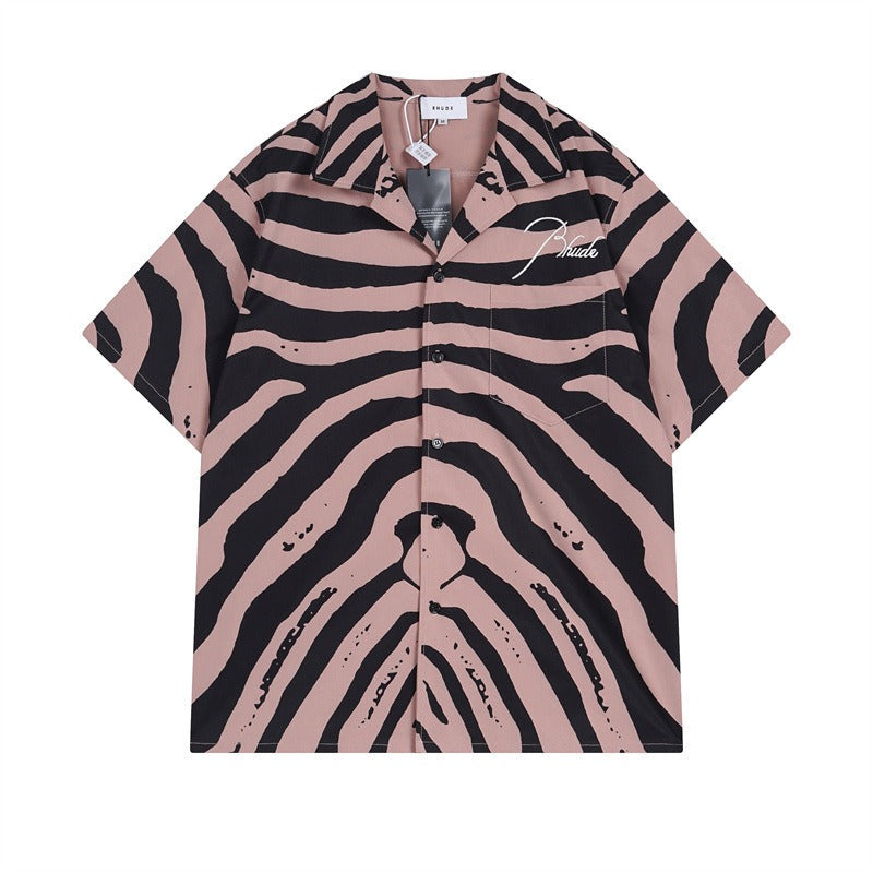 Rhude T Shirt Zebra Letter Embroidery Casual Short Sleeve Shirt, Shorts