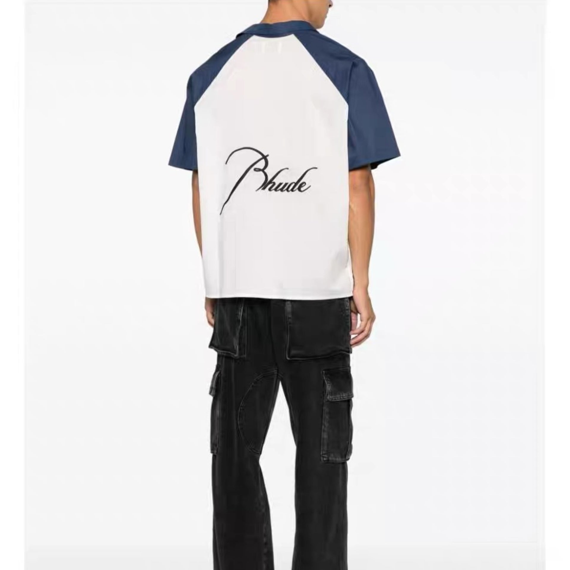 Rhude T Shirt Pocket Letter Embroidery Color Matching Short Sleeve Shirt