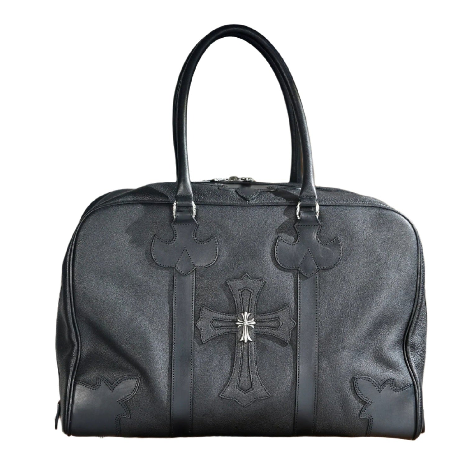 ＣＨＲＭ ＨＲＴＳ LEATHER FLEUR DUFFLE BAG BLACK