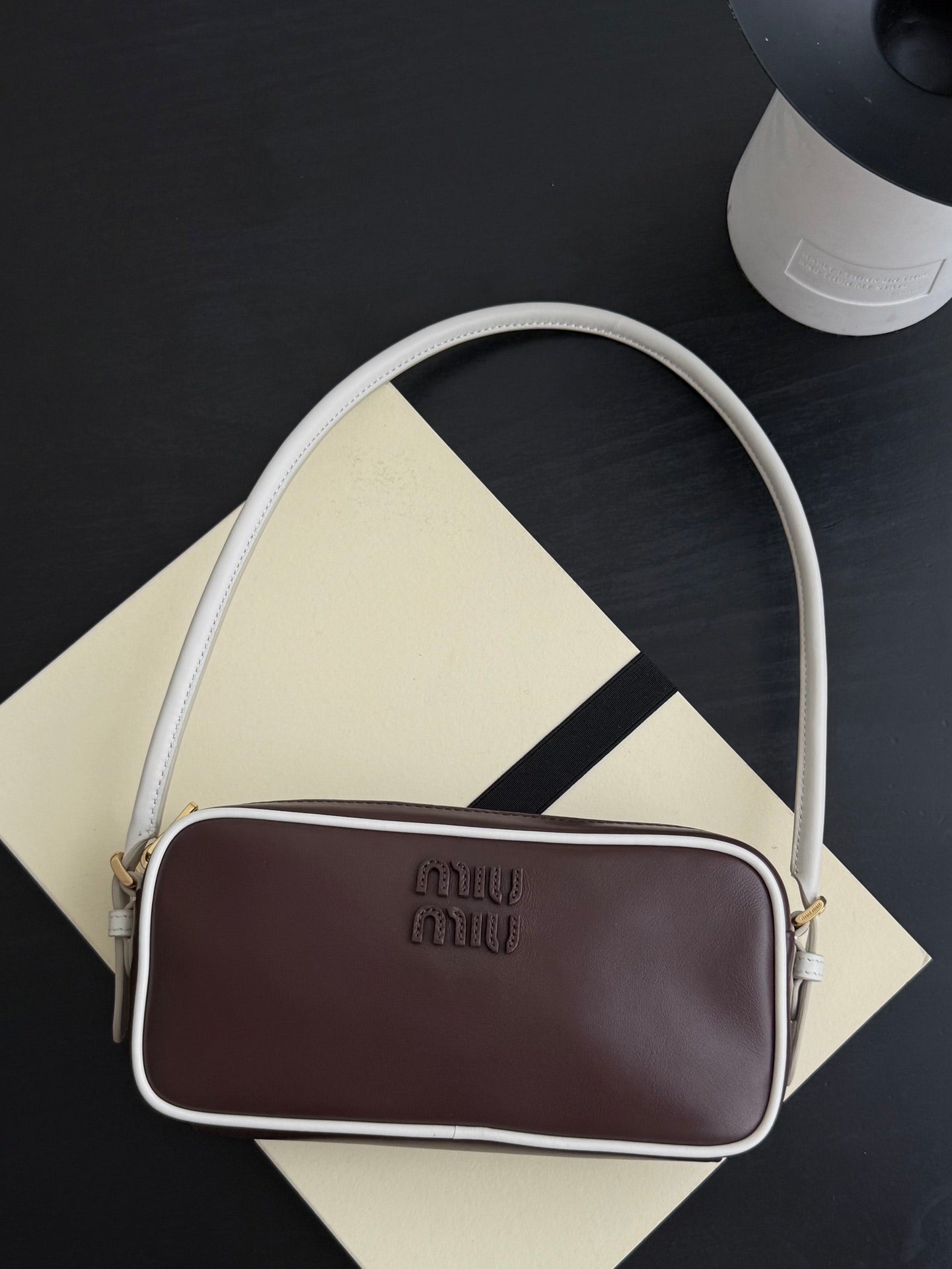 ＭＩ ＭＵ WANDER MATELASSÉ LEATHER TOTE BAG BROWN