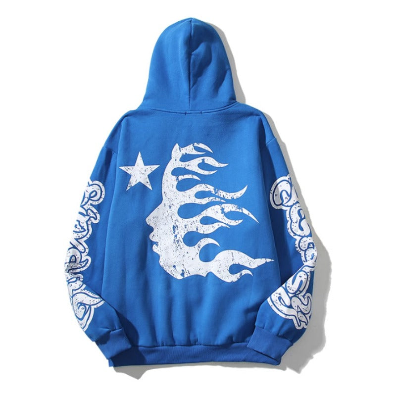 Hellstar Hoodie Vintage Distressed Graffiti Printing Casual Loose
