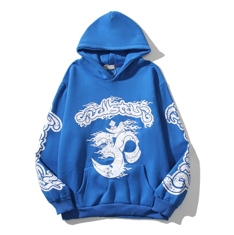 Hellstar Hoodie Vintage Distressed Graffiti Printing Casual Loose