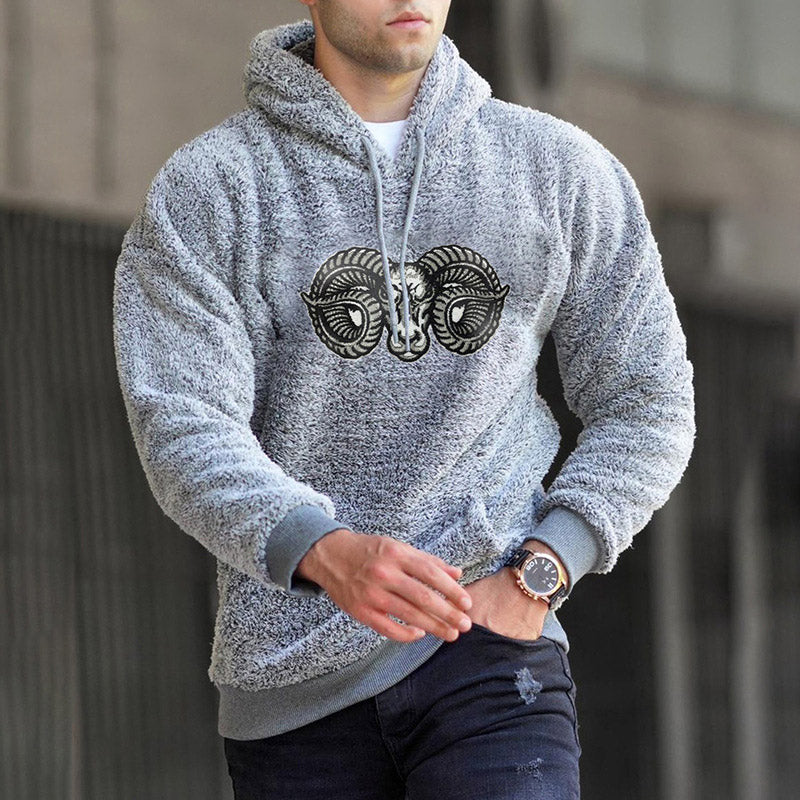 Mens Sweaters Man Fall Outfits Hoodie Solid Color Printing Pullover Loose Casual