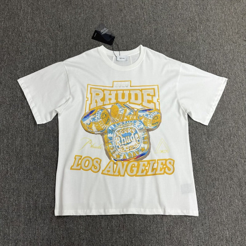 Rhude T Shirt Micro Label Champion Ring Printed Short Sleeve T-Shirt