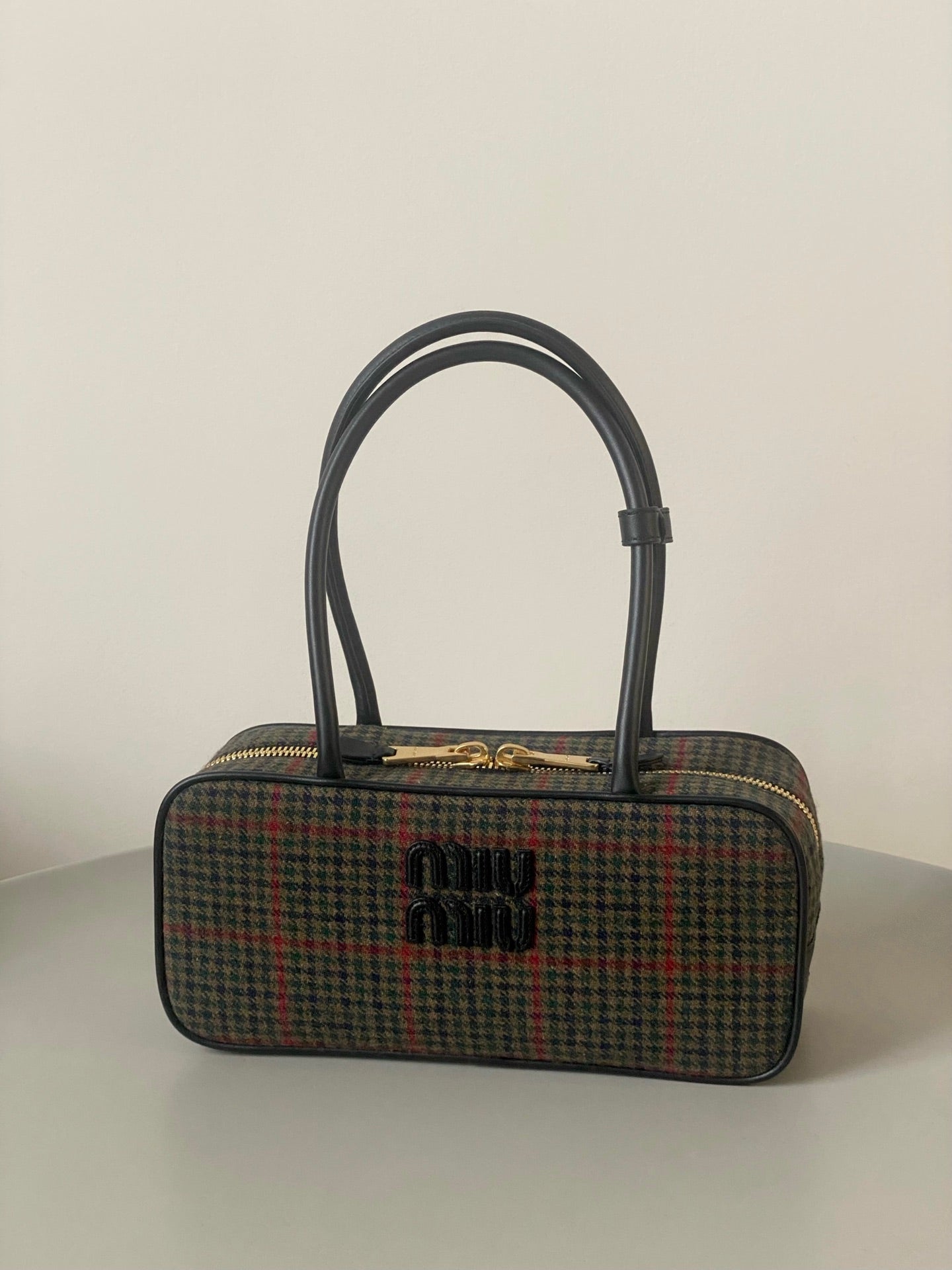 ＭＩ ＭＵ BEAU TARTAN TOP HANDLE BAG