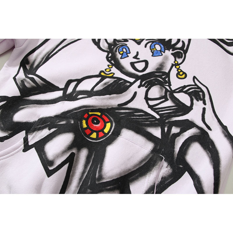 Kanye West Sunday Service Hoodie Hand Painted Graffiti Printing Sailor Moon Secondary Yuan