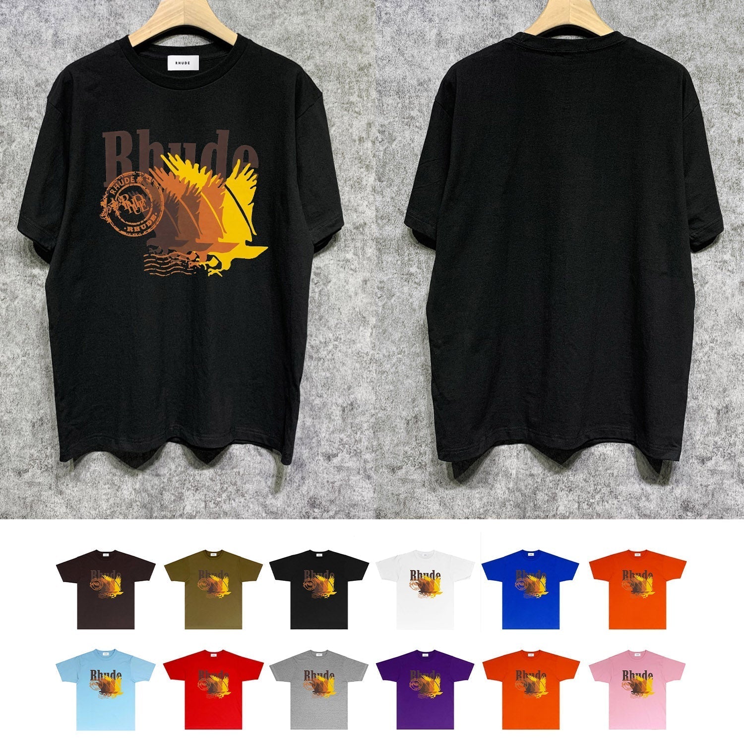 Rhude T Shirts Printed Trendy Pure Cotton