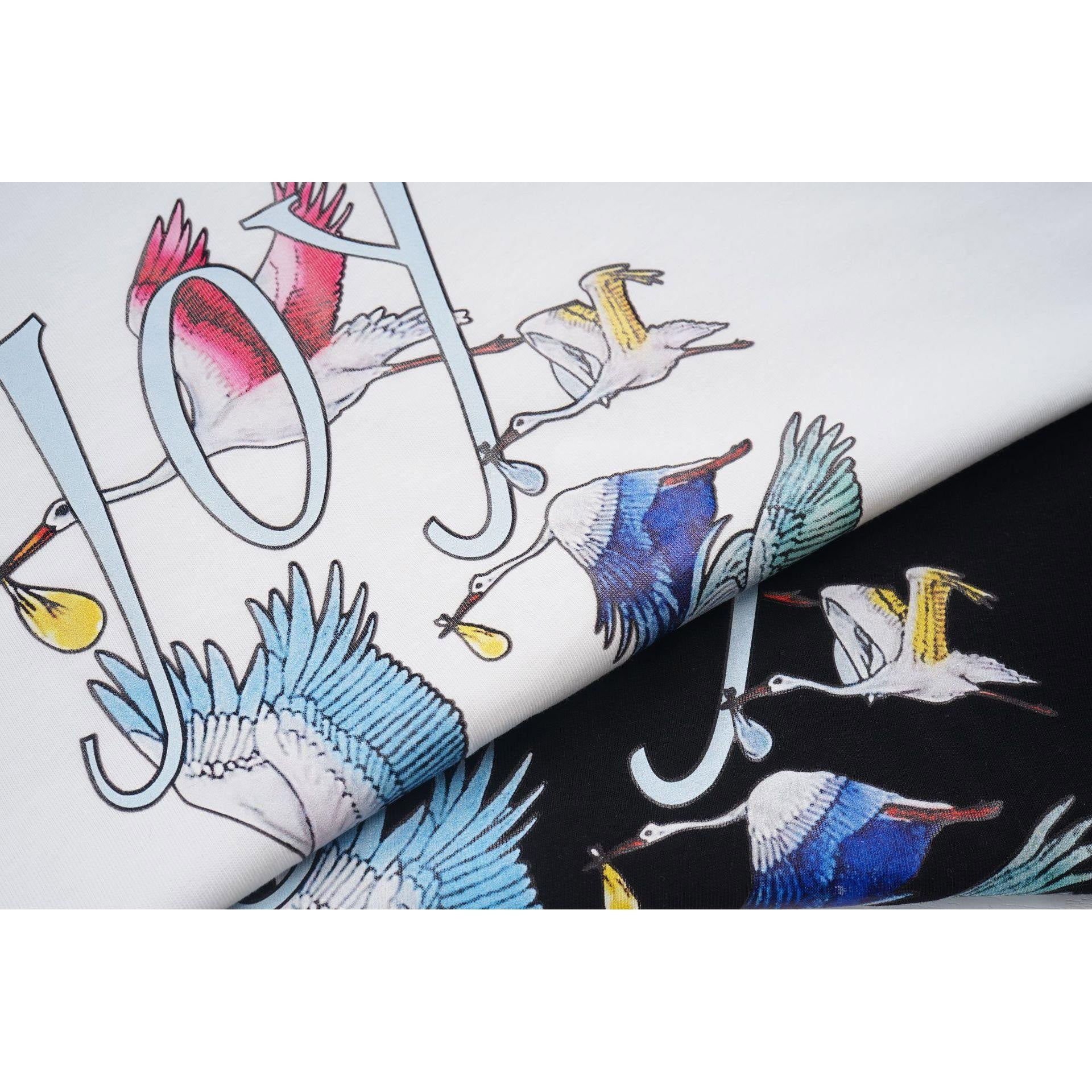 Casablanca T Shirts Colored Crane Print Crew Neck Tee