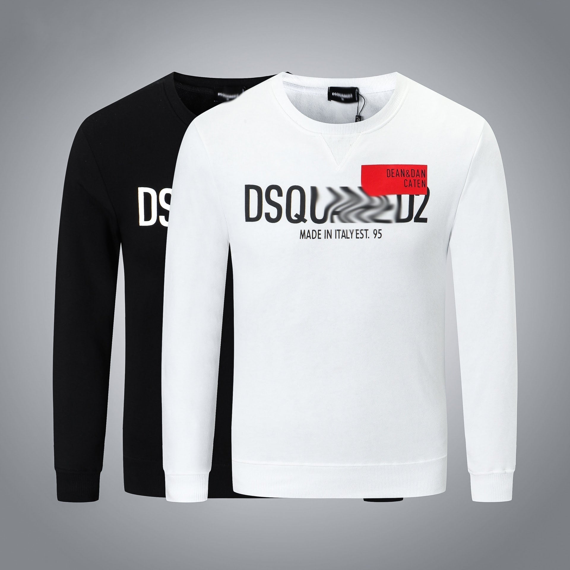 Dsq2 Hoodie DSQ Lian D2 Red Rectangular Printed Sweater Trendy Men's Autumn and Winter