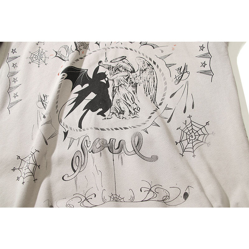 Kanye West Sunday Service Hoodie Graffiti Angel Vintage Make Old Ripped Terry Hoodie