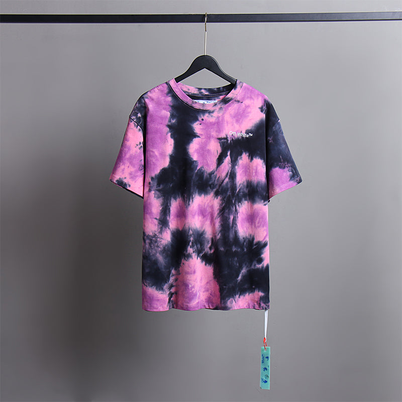 Off White T Shirts Tie-Dye Process Loose Men'S And Women'S Same Style Pure Cotton Short Sleeves