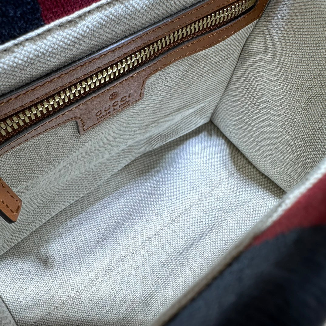 ＧＣＣＩIVORY CANVAS WEB INTERLOCKING G TOTE SMALL