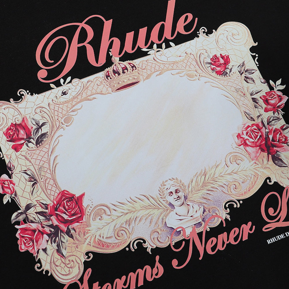 Rhude T Shirt Rose Mirror Print Short Sleeve T-Shirt