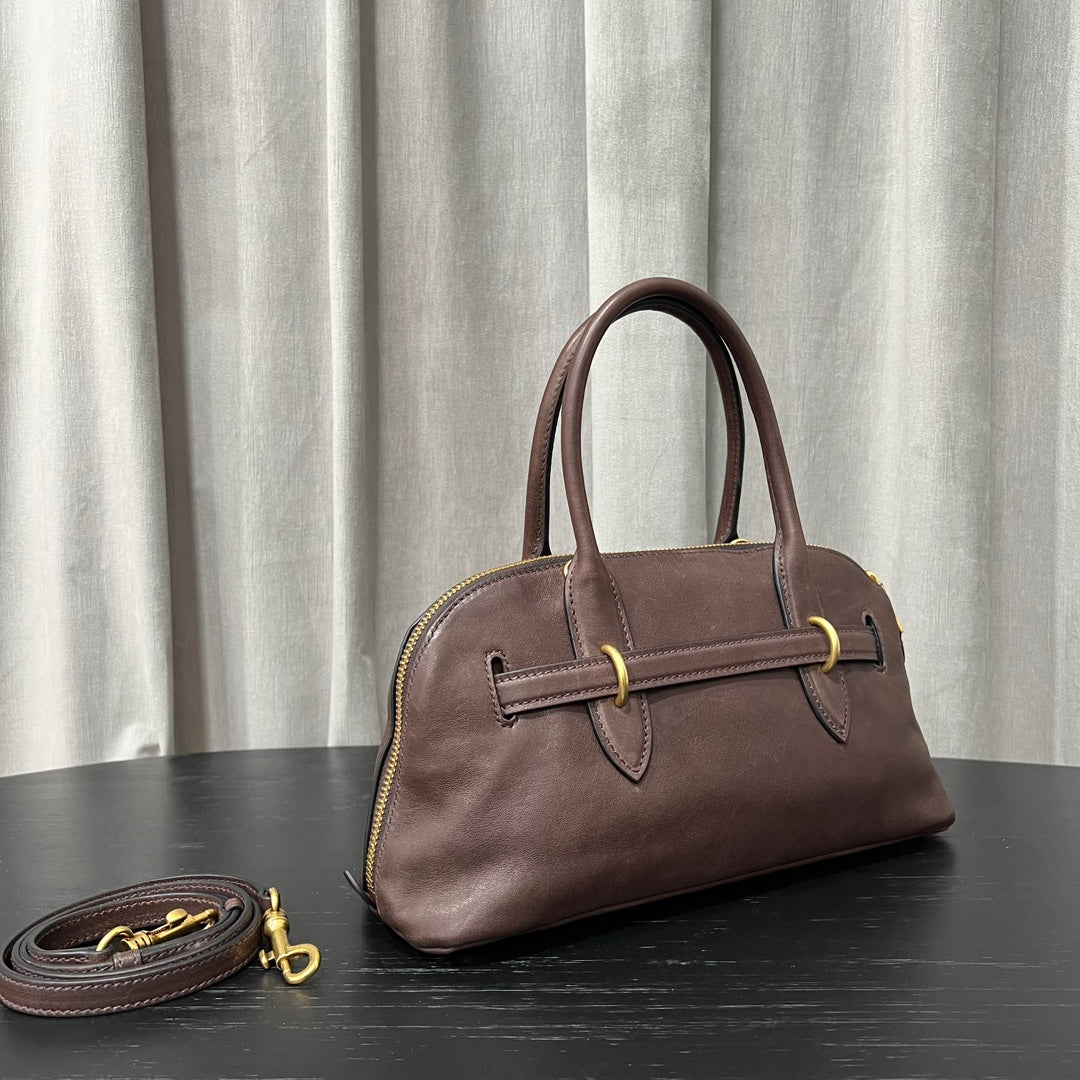 ＭＩ ＭＵ AVENTURE LEATHER TOTE BAG BROWN