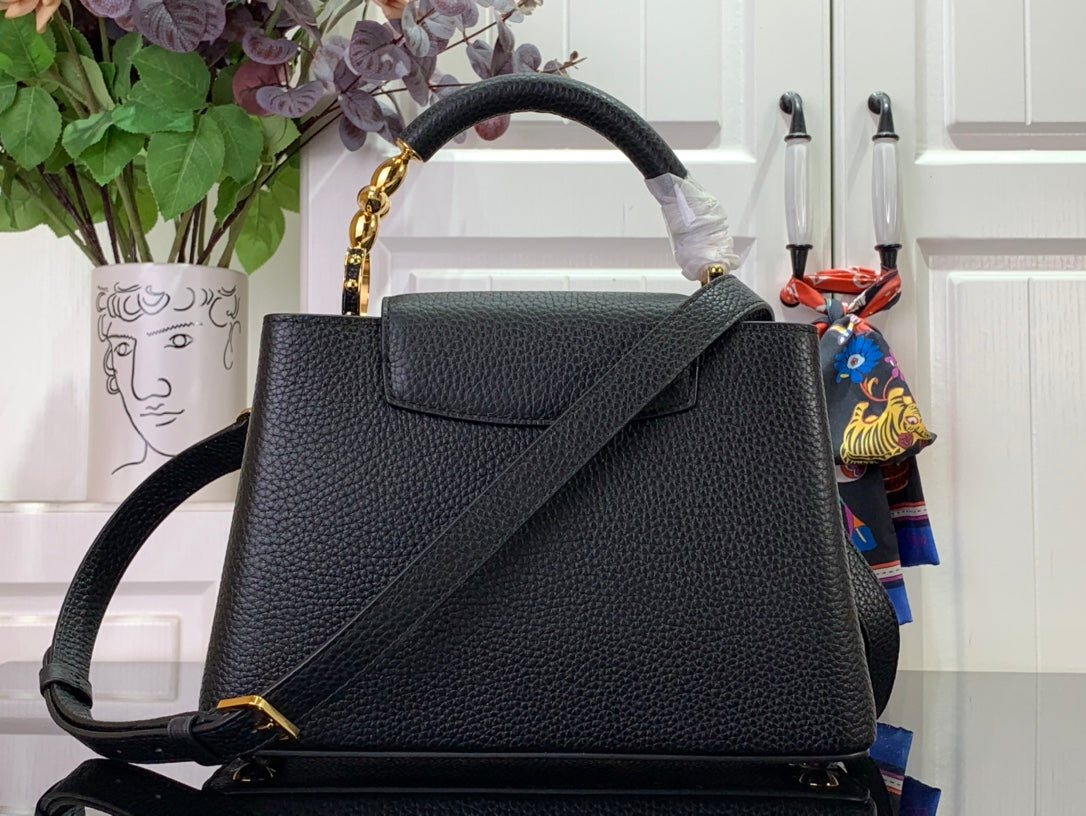 ＬＳ ＶＴＴＯＮ CAPUCINES BB MINI BLACK/UMBER/CREME