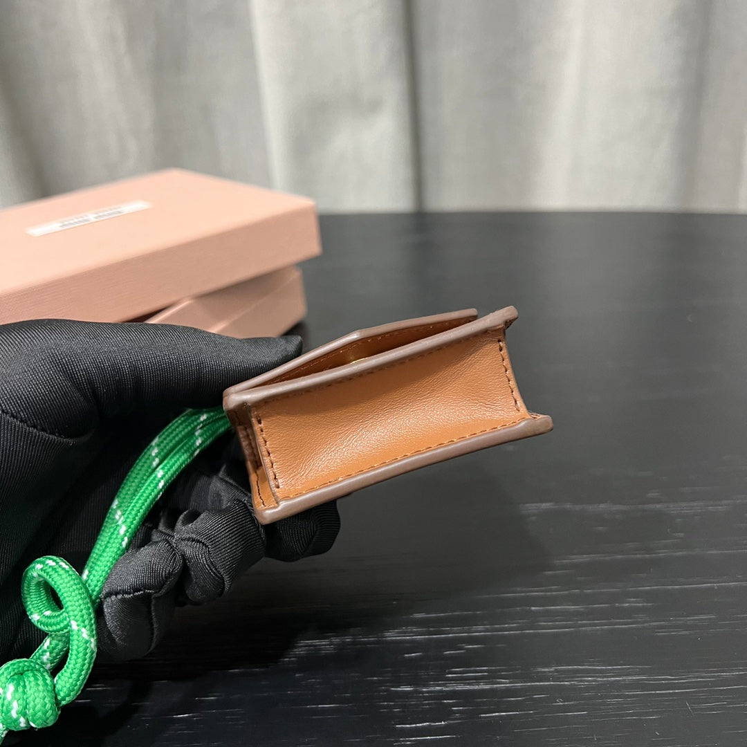 ＭＩ ＭＵ LEATHER SHOULDER WALLET ORANGE/GREEN/YELLOW