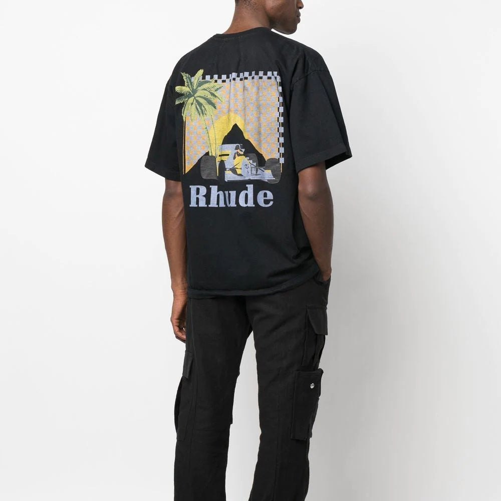 Rhude T Shirt Sunset Coconut Racing Printed Short Sleeve T-Shirt