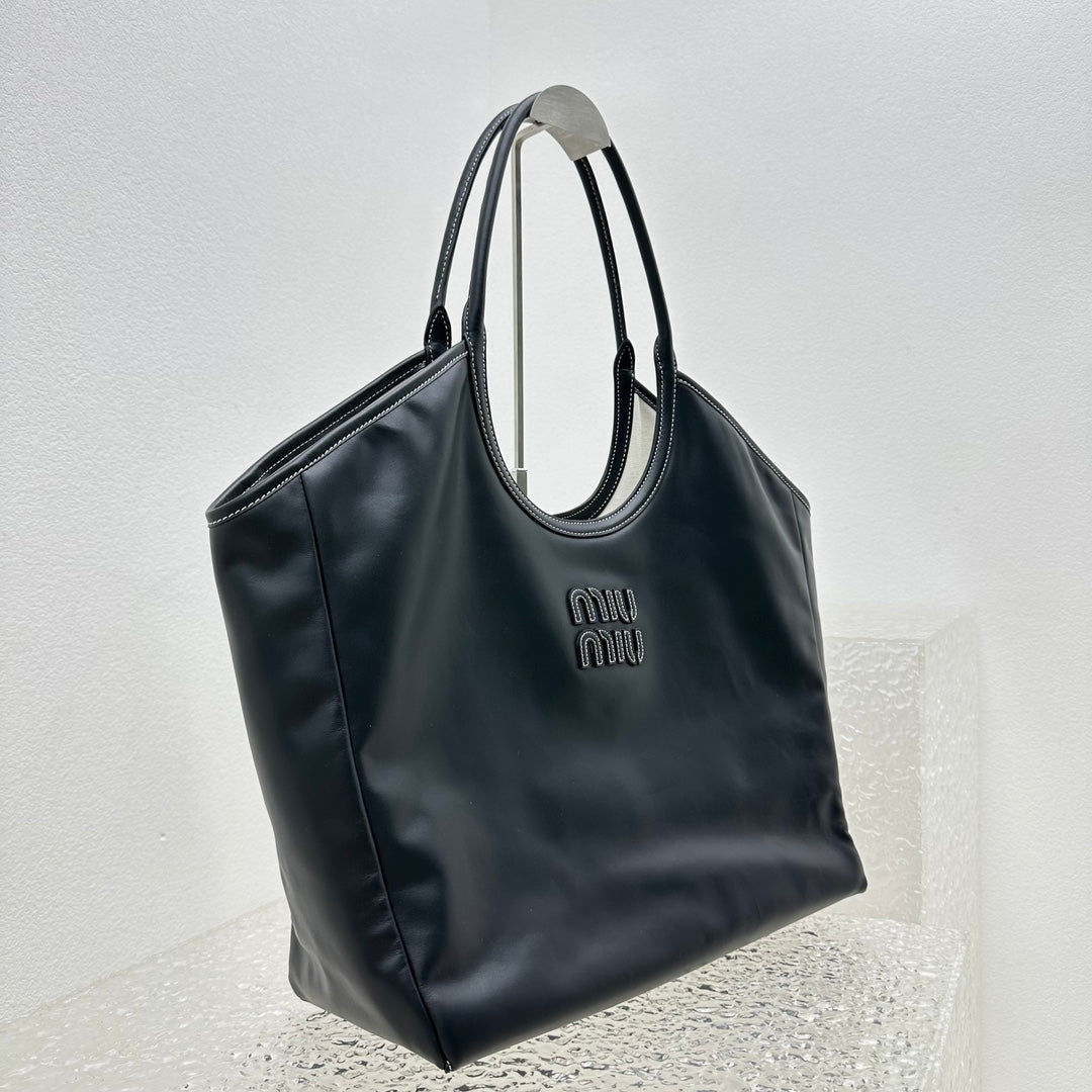 ＭＩ ＭＵ  IVY LEATHER BAG BLACK
