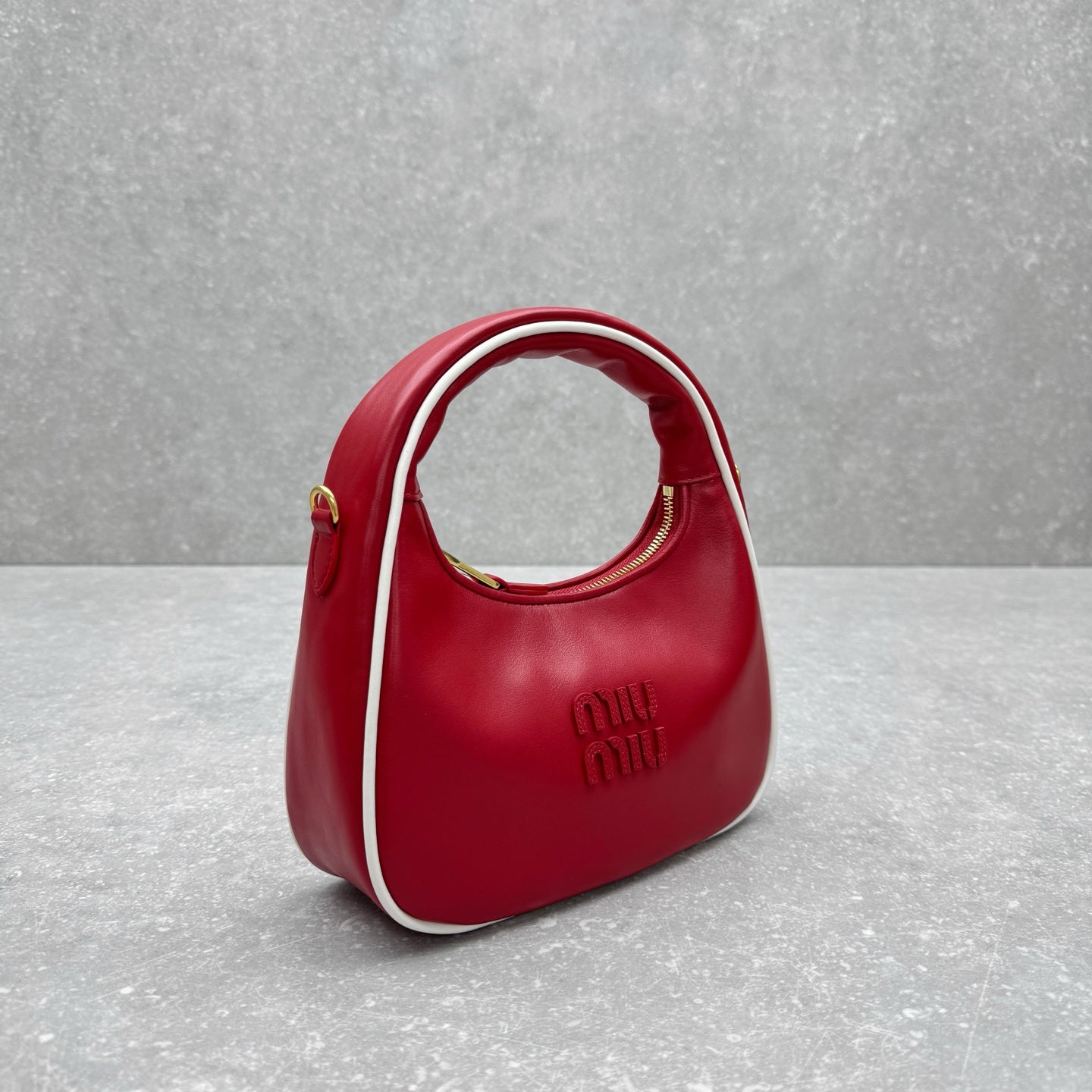 ＭＩ ＭＵ MATELASSÉ LEATHER CROSSBODY BAG RED