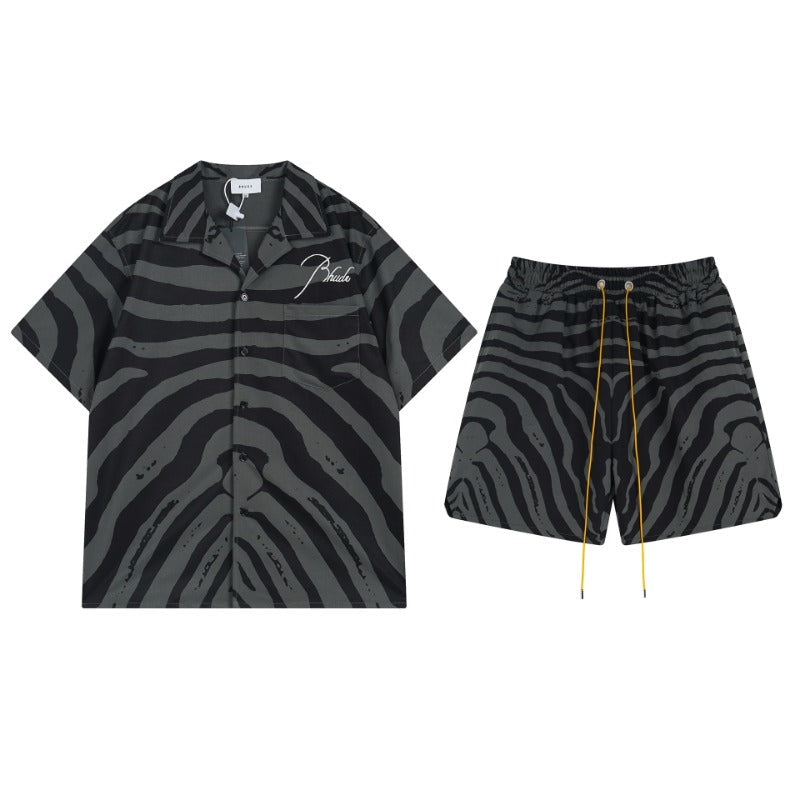 Rhude T Shirt Zebra Letter Embroidery Casual Short Sleeve Shirt, Shorts